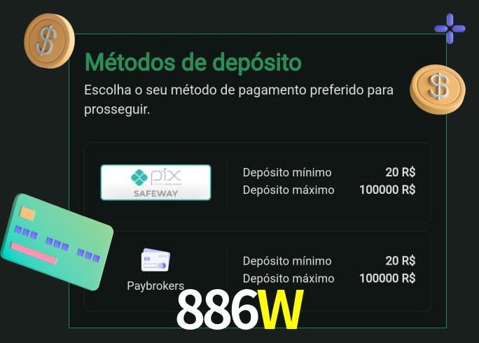 O cassino 886W oferece uma grande variedade de métodos de pagamento